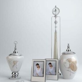 Photo Frame With Vase Pot Decoration 3d model