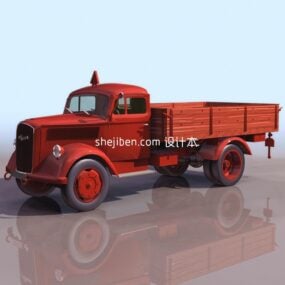Heavy Truck Vehicle Red Painted 3d model