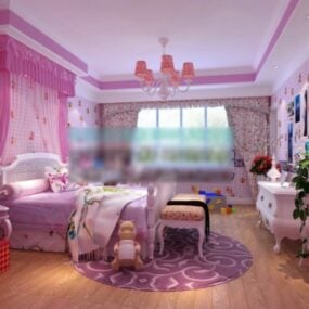 Pink Bedroom Decoration Interior Scene 3d model