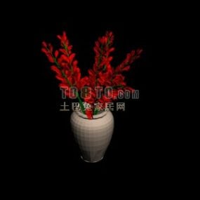 Punainen Plan In Pot Vase 3d-malli