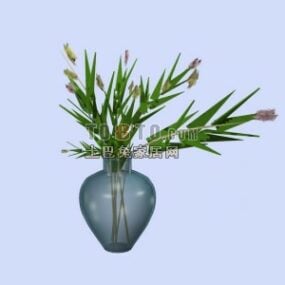 Farnpflanzen mit roter Blume 3D-Modell