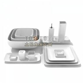 Kitchen Ceramic Plate White 3d model