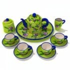 Chiński talerz do herbaty w kolorze zielonym, ceramiczny