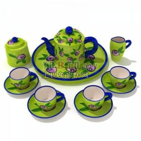 Piatto da tè cinese in ceramica verde modello 3d