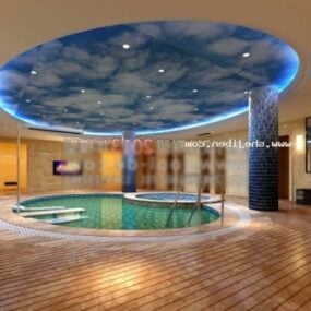 Bể bơi trong nhà có trần Nội thất mô hình 3d