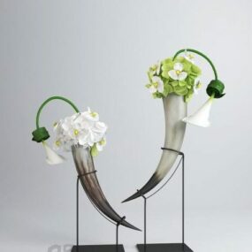 Blumen Rose Glasvase 3D-Modell