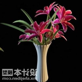 粉红色的花盆栽植物树3d模型