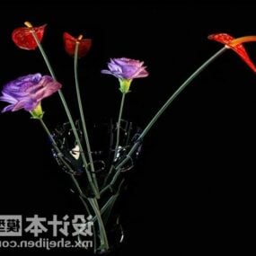 Flowers In Glass Vase 3d model