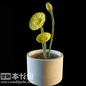 Minimalistisk blomkrukad växt 3d-modell