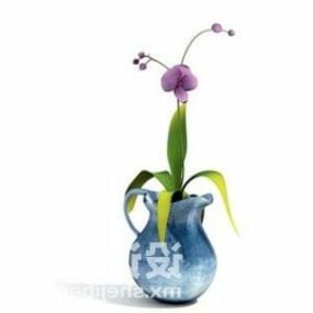 Fleur en pot bleue modèle 3D