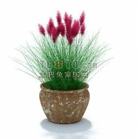 Landscape Purple Flower With Grass 3d model
