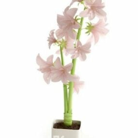 Plante en pot de fleurs roses V1 modèle 3D