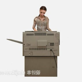 Printer With Woman 3d model