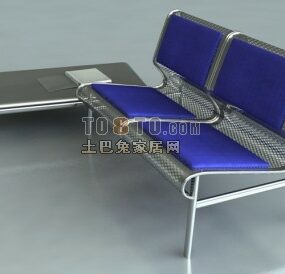 Modello 3d con struttura in acciaio per sedia d'attesa pubblica