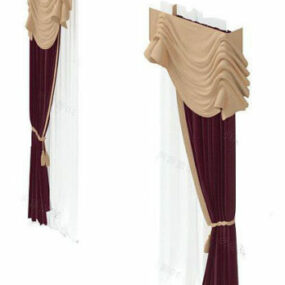 Purple Velvet European Curtain 3d model