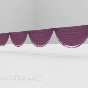 Modelo 3D decorativo de cabeça de cortina de veludo roxo