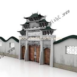 Model 3d Bangunan Gerbang Dinasti Qing Cina