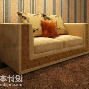 Meble tapicerowane sofy w kolorze brązowym Model 3D