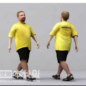 رجل واقعي يرتدي قميصًا أصفر نموذجًا ثلاثي الأبعاد