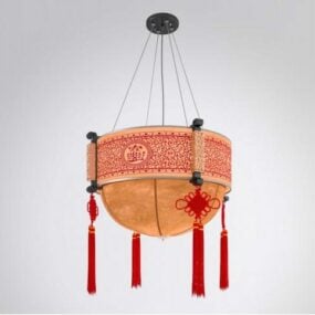 3д модель китайского антикварного красного потолочного светильника