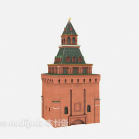 Red Ancient Building 3d model