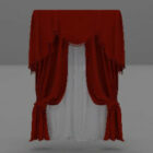 Red European curtain 3d model .
