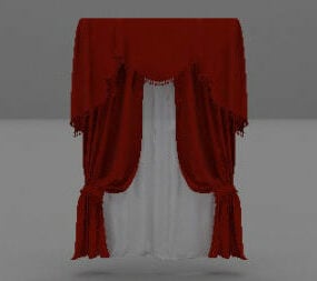 Red Velvet European Curtain 3d-model