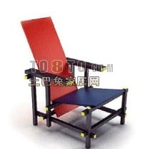 3д модель красного и синего стула из древесного материала