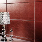 Red Background Wall With Table Lamp