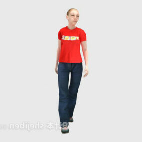 نموذج ثلاثي الأبعاد لشخصية امرأة ترتدي ملابس حمراء