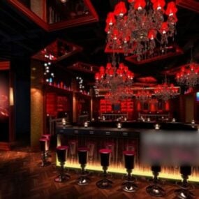 Escena interior de bar restaurante clásico modelo 3d