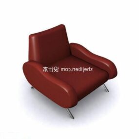 Red Leather Armchair Steel Leg 3d model