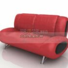 红色现代双人沙发3D模型。
