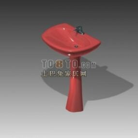 3D-Modell eines modernen roten Waschbeckens