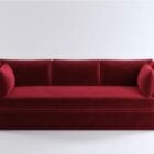 Red Velvet Large Sofa