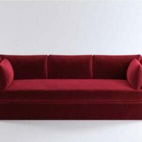 Red Velvet Large Sofa 3d model