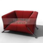 תמונה אדומה של ספה בודדת דגם תלת מימד.