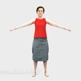 Personagem de senhora com colete vermelho Modelo 3D