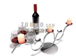 Red Wine With Holder 3d model
