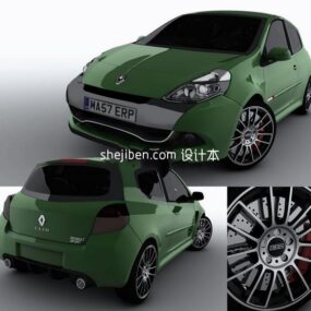 Modello 3d di auto sportiva Renault Clio verde