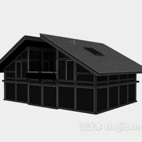 Modelo 3d do edifício da galeria de madeira