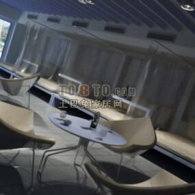 Modelo 3d do espaço interior da cafeteria
