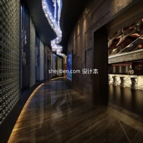 Modello 3d della scena interna del corridoio del ristorante