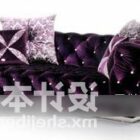 Фиолетовый кожаный диван с подушкой
