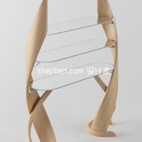 Nowoczesny drewniany stolik nocny Model 3D
