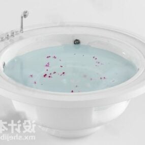 Round Bathtub With Stair 3d model