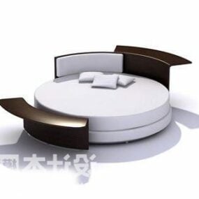 Round Bed White Color 3d model
