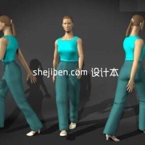 Lowpoly Vrouwen lopen karakter 3D-model