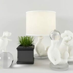 Sæt af keramisk vase med bordlampe 3d model
