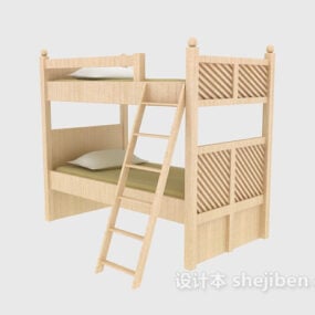 School Wood Bunk Bed 3d model
